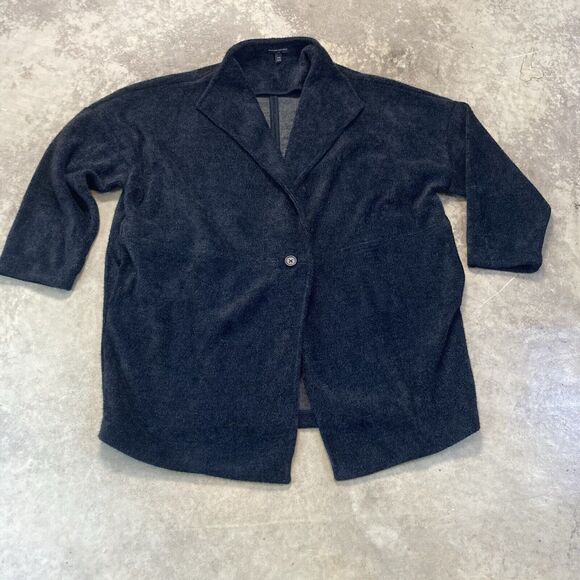 Banana Republic Jacket Womens XXL Gray Textured Cocoon Eyelash Pockets - Picture 1 of 8